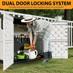 LHBcraft Outdoor Storage Cabinet 36 Cu Ft with Lockable Doors, Portable Horizontal Resin Storage Shed - Easy to Assemble, Waterproof Small Storage Shed with Floor