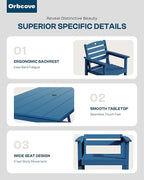 Patio Table and Chairs Set with Umbrella Hole, HDPE Patio Dining Set for 4, Outdoor Dining Set for Lawn, Patio, Porch, Deck, Poolside, Yard (Classic Blue, 5-Piece)
