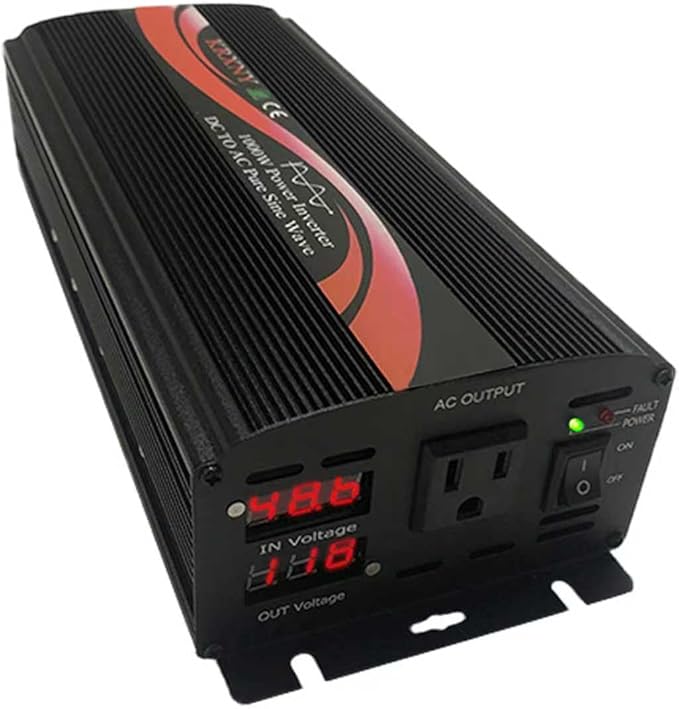 1000W Pure Sine Wave Power Inverter 48V DC to 110V 120V AC 60HZ with LED Display US Output Socket for RV Camping Home Solar