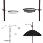 Bird Feeder, 91In Bird Feeder Pole with Squirrel Baffle, Shepherds Hooks for Outdoor Heavy Duty for Attracting Wild Birds, Easy Assembly for Courtyards(Weld, Black 91IN)