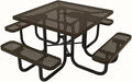 COATEDOUTDOORFURNITURE Heavy-Duty Portable Outdoor Picnic Table with Umbrella Hole, Punched Steel Commercial-Grade Patio Dining Furniture Made in America (46" Square Top, Textured Brown)