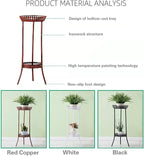 YANMENG Metal Iron Tall Plant Stand Indoor Outdoor, Sturdy Planter Stand, Corner Display Shelf, Weight Capacity 50 lbs(32in, White)