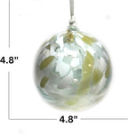 White Tree of Life Glass Globe - Large 4.7 inch Hand Blown Handmade Hanging Garden Gazing Ball Indoor Outdoor Home Décor