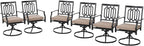 PHI VILLA Outdoor Metal Swivel Chairs Set of 6 Patio Dining Rocker Chair with Cushion Furniture Set for Garden Backyard Bistro, Black