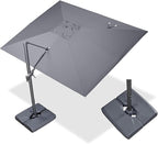 PURPLE LEAF 9' X 11.5' Rectangle Cantilever Umbrella with Base Outdoor Large Aluminum Patio Umbrella with 3-Year Fade Resistance Recycled Fabric and 360-degree Rotation for Deck Garden, Graphite Grey