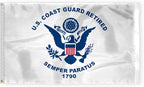 AGAS Coast Guard Retired Flag 3x5 Ft - Printed 200 Denier Nylon - Double Stitched Edges Canvas Header Brass Grommets - Indoor/Outdoor Coast Guard Retired Flag 3' x 5'