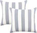 2 Pack Outdoor Throw Pillows 26x26 Inch Water-Resistant Decorative Pillow Cushions with Insert for Patio Garden Porch, Blue Stripe