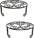 2 Pack 13in Diameter Metal Plant Stand for Indoor Outdoor Large Plants Flower Pot Heavy Duty Flower Pot Stand Holder,Rustproof Iron Round Plant Shelf for Planter Outdoor Plant Stand for Patio & Garden Décor (2 Pack 13 Diameter 5 inches Tall Black)