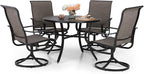 Sophia & William Outdoor Dining Set Patio Dining Set for 4 Round Patio Table and Chairs Set 5 Pieces with Swivel Patio Chairs 42" Metal Table for Garden Pool All Weather Brown