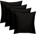 RSH DECOR: Square Throw Pillows Set of 4 | 17” x 17” | All-Weather Spun Fabric | Water and Fade-Resistant | Outdoor Accent Pillows for Patio Furniture | Black