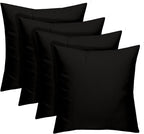 RSH DECOR: Square Throw Pillows Set of 4 | 17” x 17” | All-Weather Spun Fabric | Water and Fade-Resistant | Outdoor Accent Pillows for Patio Furniture | Black