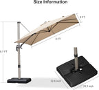PURPLE LEAF Patio Umbrella with Base Included, 8ft Outdoor Aluminum Cantilever Umbrella with 360° Rotation, Champagne Offset Umbrella for Outdoor Garden Pool, Beige