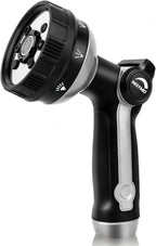 RESTMO Full Shower Hose Nozzle, Metal Spray Nozzle for Garden Hose, 8 Spray Patterns, Water Hose nozzle with Thumb Control, Ideal for Outdoor Lawn & Plant Watering, Car & Pet Washing, Silver