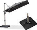 PURPLE LEAF Patio Umbrella with Base Included, 8ft Outdoor Aluminum Cantilever Umbrella with 360° Rotation, Champagne Offset Umbrella for Outdoor Garden Pool, Grey