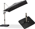 PURPLE LEAF Patio Umbrella with Base Included, 8ft Outdoor Aluminum Cantilever Umbrella with 360° Rotation, Champagne Offset Umbrella for Outdoor Garden Pool, Grey