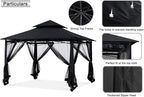 MASTERCANOPY Outdoor Garden Gazebo for Patios with Stable Steel Frame and Netting Walls (11x11,Black)