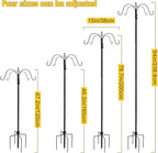 Bird Feeder Station with Suet Cage & Water Bowl Fruit Hook- Adjustable Pole, 6 Hanging Hooks for Wild Birds, Outdoor Garden Bird Feeding Kit