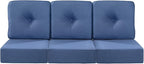 Luxury 22x24/22x25 6-Inch Patio Sofa Cushions Set of 3 - Memory Foam Deep Seat Water Repellent Patio Cushion for Dining Rocking Swivel Chairs Loveseat 3-Seater Sectional Couch - Navy Blue
