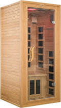 Infrared Sauna 1 Person 7 Heating Panels Hemlock Wooden Home Sauna 1350W, Dry Sauna for Home Spa Room, Time Temp Pre-Set Sauna Room, Mini Personal Far Infrared Saunas for Home