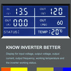 WZRELB Pure Sine Wave Inverter 2000W 12VDC to 120VAC Solar Power Converter Truck RV Home LCD Display