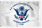 AGAS US Coast Guard Retired Military Flag 2x3 Ft - Printed 200 Denier Nylon - Double Stitched Edges Canvas Header Brass Grommets - Indoor/Outdoor USCG Retired Garden Flag