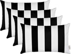RSH Décor Jumbo Lumbar Pillow Covers – Set of 4 | 26" x 16" | for Outdoor Patio, Lounge, Adirondack, Deck | Water & Fade-Resistant | Black & White Stripe | Includes Down-Alternative Inserts