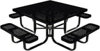 COATEDOUTDOORFURNITURE Heavy-Duty Portable Outdoor Kids Table with Umbrella Hole, Punched Steel Kids Picnic Table, Commercial-Grade, Made in America (46 in, Square, Childrens, Black)