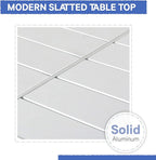 Soleil Jardin Aluminum Patio Extendable Dining Table, 35" - 71", Adjustable Indoor Outdoor Furniture Rectangle Table for 4-6 Person Porch Deck Garden, White