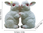 Garden Statues Bunny Decor Resin Dance Rabbit Figurine Cute Fairy Garden Decor Outdoor Statues for Patio Yard Porch Balcony Gifts for Women Mom Grandma White