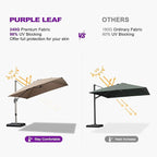 PURPLE LEAF Patio Umbrella with Base Included, 9ft Outdoor Aluminum Cantilever Umbrella with 360° Rotation, Aluminum Large Offset Umbrella for Outdoor Garden Pool, Taupe