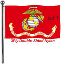 Jayus US Marine Corps Military Flags 2x3 Outdoor - 320D Heavy Duty Nylon Double Sided USMC Army Flag Banner with 2 Grommets
