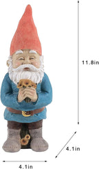 Gnome Figurine, Holding Sunflower friendly Welcome The Master Home for Indoor Outdoor Patio Yard Lawn Decor, Polyresin 11.8" H
