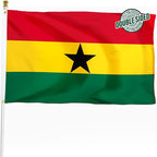 Ghana Ghanaian Flag 3x5 ft Outdoor, Double Sided 3 Ply Heavy Duty National Flag for GH, 100% Quality Polyester Ghanaian Banner with Brass Grommets 4 Rows Stitches