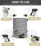Pressure Washer Hose 50FT 4000 PSI, Kink Resistant Steel Braided Layer & NonMarking Rubber for Hot/Cold Water, High Power Washer Hose With 3/8 Inch Quick Connect & M22 Fitting, Gray