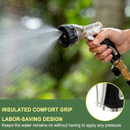 FANHAO Heavy Duty Garden Hose Nozzle, 100% Metal Water Nozzle with 8 Adjustable Spray Patterns, High Pressure Hose Sprayer with Non-Slip Grip for Watering Plants & Lawns, Washing Cars & Pets -Silver