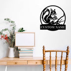 Personalized Squirrel Metal Wall Art,Custom Squirrel Metal Name Sign,Home Decor,Garden Decoration,Squirrel Lover Gift,Housewarming Gift squirrel