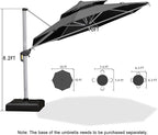 PURPLE LEAF 10 Feet Patio Umbrella Outdoor Round Umbrella Large Cantilever Umbrella Windproof Offset Heavy Duty Sun for Garden Deck Pool Patio, Grey