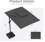 9' X 12' Cantilever Patio Umbrella 360°Rotation Rectangular Outdoor Large Offset Umbrellas Double Top Heavy Duty Windproof for Garden Deck Pool Backyard, Grey