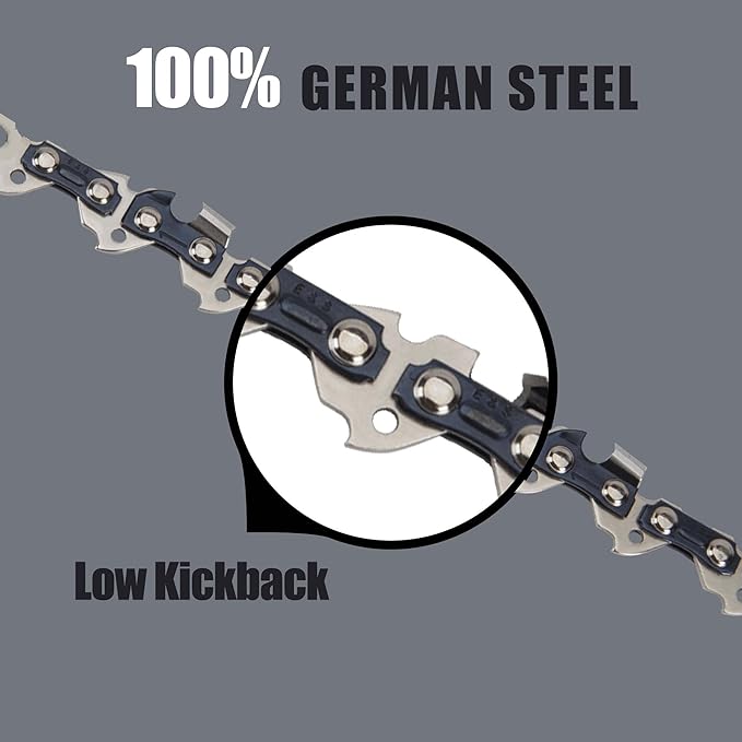E & S 3 Pack 10 Inch Chainsaw Chain 3/8" LP Pitch .050" Gauge 40 Drive Links Semi-Chisel Chain Saw Chains for Husqvarna, Poulan, Craftsman, Greenworks and More Chainsaw Brands