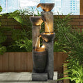 40''H 4-Tier Outdoor Garden Water Fountain Decor, Resin Fountain for Garden, Floor Patio, Deck, Porch, Backyard and Home Art Decor (40inch)