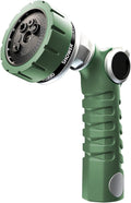 RESTMO Heavy Duty Hose Nozzle, Metal Garden Water Hose Sprayer with 7 Watering Patterns, Thumb Control, On Off Valve, High Pressure Nozzle Sprayer for Watering Plants, Car and Pet Washing, Green