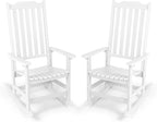 Outdoor Rocking Chairs Set of 2, Oversized All Weather High Back Porch Rocker, Patio Rockers for Outside
