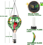 Hot Air Balloon Solar Lantern - Cardinal Bird Glass Lantern, Simulated Flickering & Dancing Flame, Outdoor Hanging Yard Light Waterproof IP65 for Patio Lawn Porch Decor Gift