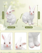 1 Pair Garden Statues Bunny Decor Resin Rabbit Figurine Cute Fairy Garden Decor Outdoor Statues for Patio Yard Porch Balcony Gifts for Women Mom Grandma White