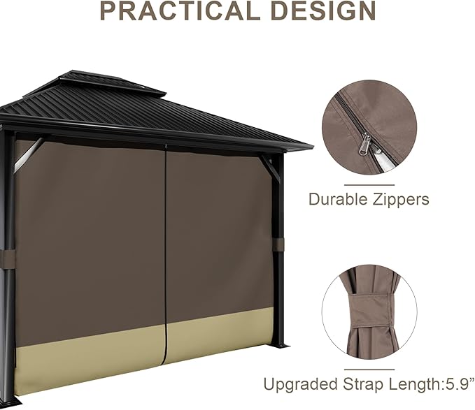 BPS 10' x 13' Gazebo Curtain Privacy 4-Panel Sidewall Outdoor Replacement Shade (Only Curtain)