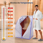 SereneLife Portable Sauna Box for Home, Infrared Sauna Tent with Heated Foot Pad and Folding Chair, Remote Control In-Home Spa, 38" x 32” - (Silver)
