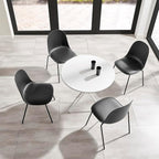 Minimalist Design 31.5 Inch Diameter Round Metal Patio Table, Bistro Table, Dining Table, Suitable for Indoor and Outdoor Cafes and Restaurants (White)