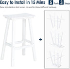 nalone 29 Inch Outdoor Bar Stool, HDPE Bar Chairs with Footrest, Weather Resistant Waterproof Bar Stools Outside Bar Height Stools for Bar, Kitchen Counter, Yard, Balcony(White, 29'' Barstools)