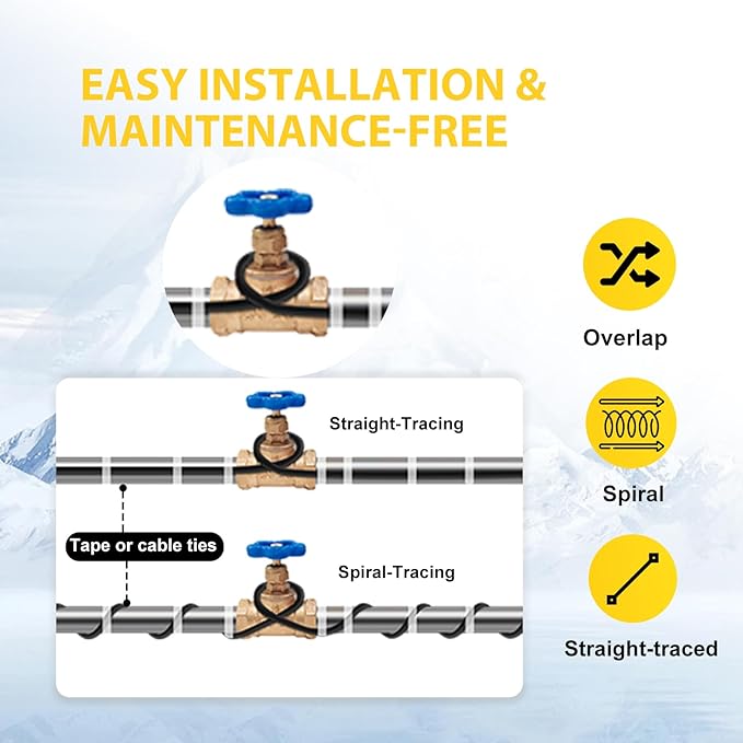 TDSF1 6ft Self-Regulating Heat Tape for Roof and Gutters, ETL Certified, Ideal for Metal and Plastic Pipe Freeze Protection, 120V