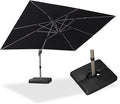 PURPLE LEAF Patio Umbrella with Base Included, 10‘×13’ Outdoor Aluminum Cantilever Umbrella with 360° Rotation, Aluminum Large Offset Umbrella for Outdoor Garden Pool, Black